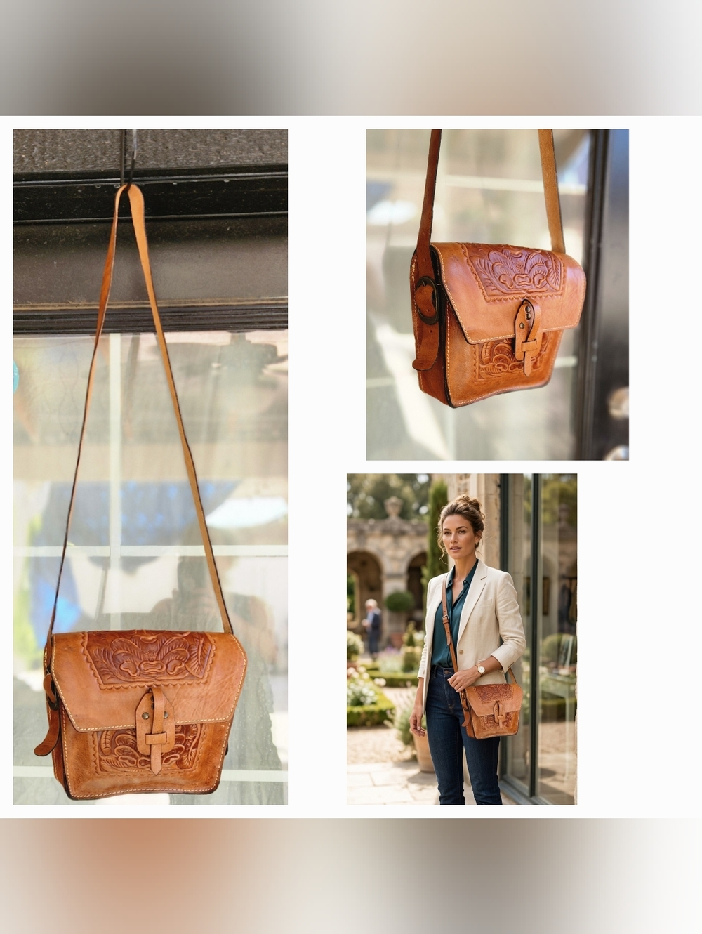 Patricia Nash tooled Leather Crossbody Bag - Tan